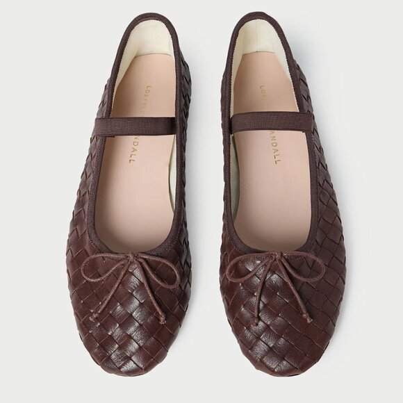 LOEFFLER RANDALL Leonie Woven Ballet Flats Size 6 Espresso Brown Leather NEW - Picture 2 of 15